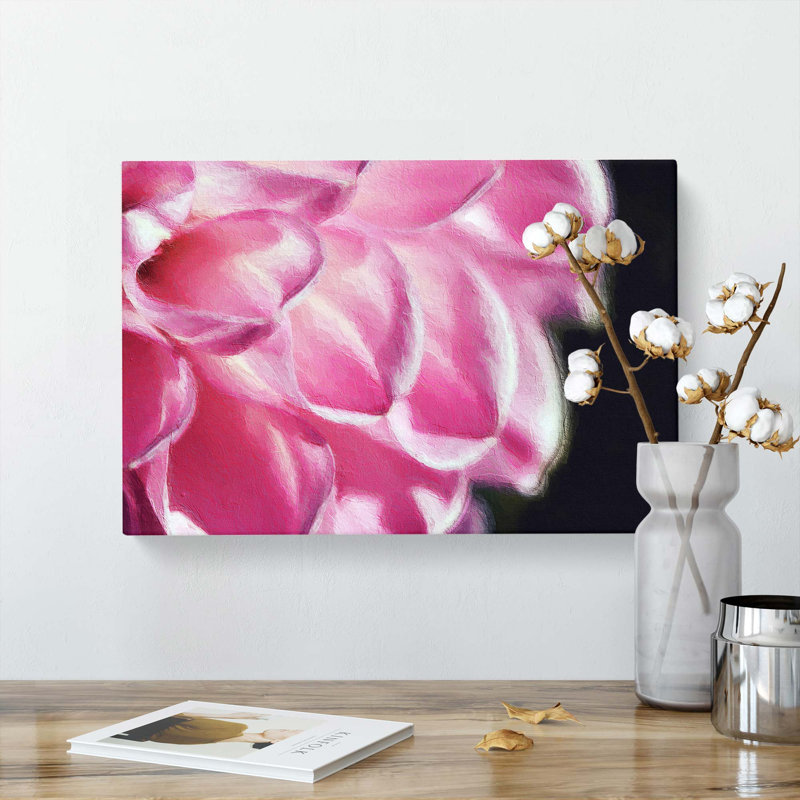 Petals of a Pink Dahlia - Wrapped Canvas Painting Print, 50cm H x 76cm W x 3cm D