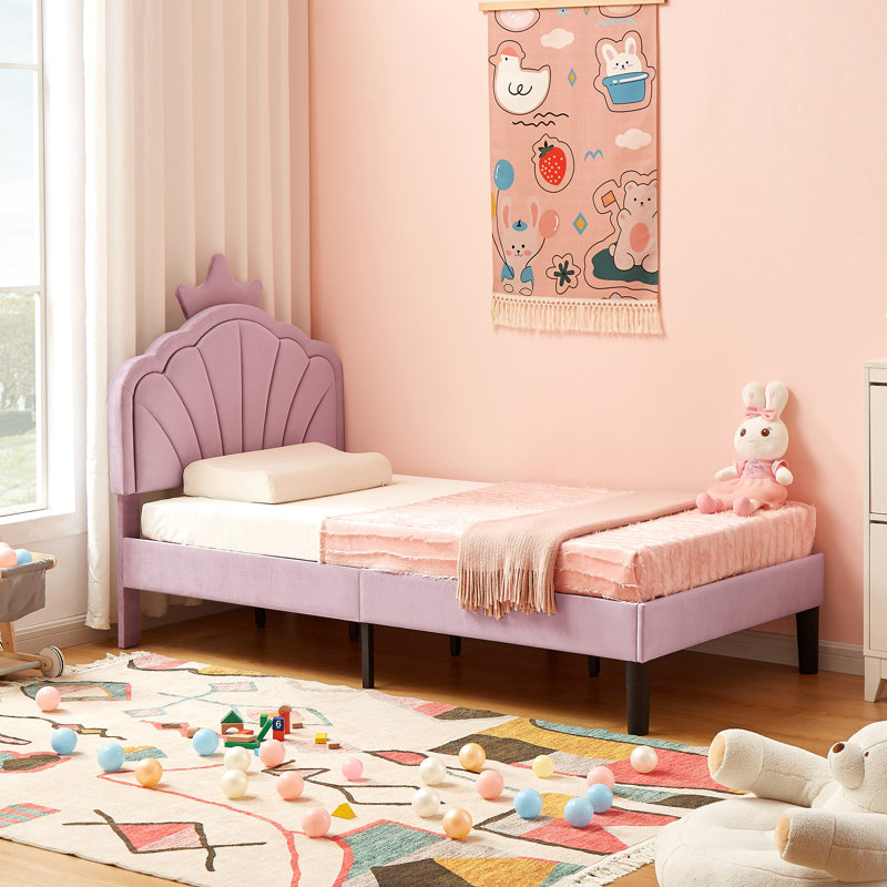 Lit tapissier festonné Cimahi, Rose