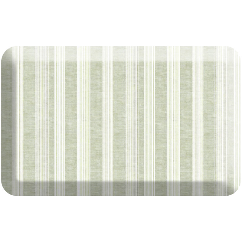Tapis de cuisine anti-fatigue, motif de rayures en lin grès vert, 20 po x 32 po, Vert