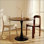 Table de salle à manger ronde Mid-Century moderne, plateau en panneau de fibres à densité moyenne de 31,5 po avec base en acier, idéale pour les espaces de vie compacts et élégants.