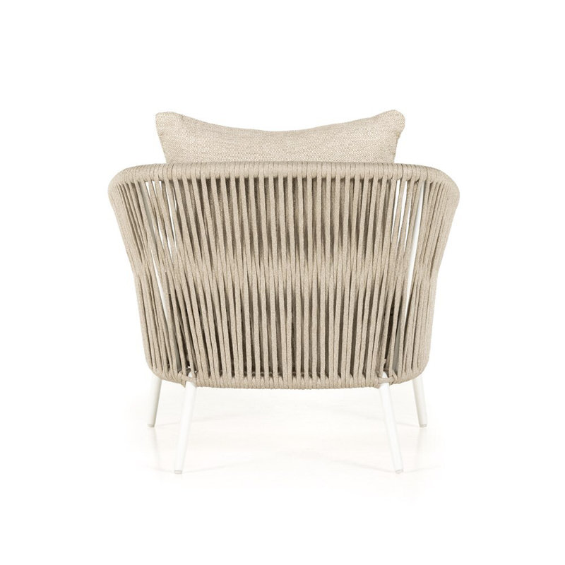 Porto Outdoor Armchair, Faye Sand Cushion/White Frame, Olefin