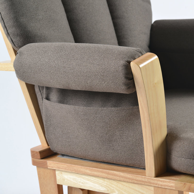 Fauteuil oscillant et repose-pieds Joy, Anthracite, Bois naturel
