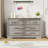 Winston Porter 7 Drawer 53.5" W Double Dresser, Dressers For Bedroom, Wide Chest Of Drawers With Metal Handles Gray