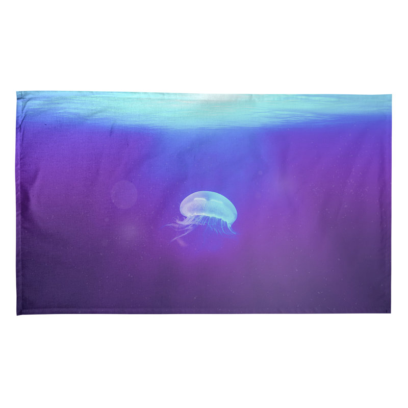 Serviette de thé néon jellyfish, Sergé de coton
