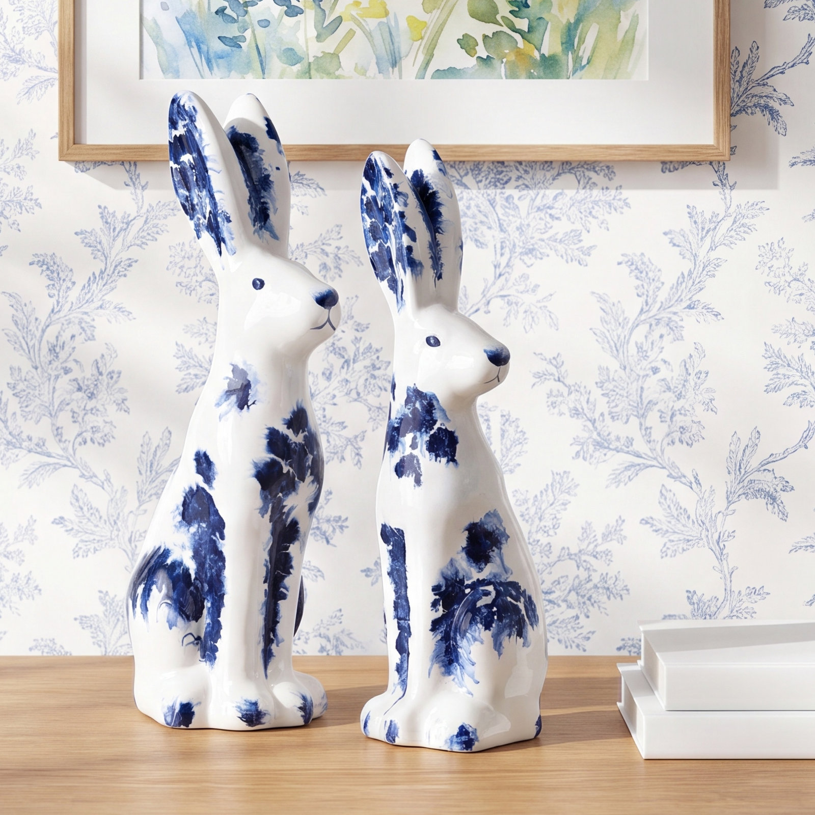 2-Piece Terracotta Bunny Figurine Set