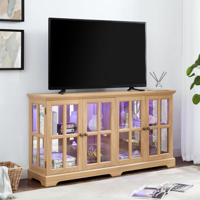 Beautiful Vintage Showcase With Adjustable Glass Shelves And Materials Charming Cabinet Led Strip Lighting Stable Support