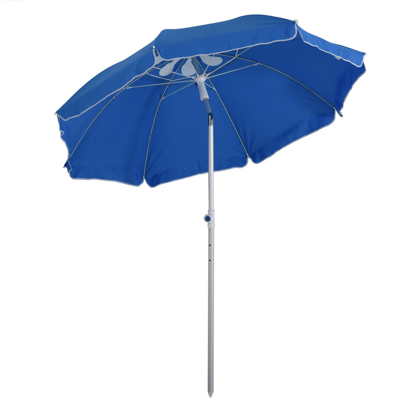 Arlmont & Co. Arc. Parasol de plage 6 pi avec sac de transport inclinable réglable pour l'extérieur, Bleu
