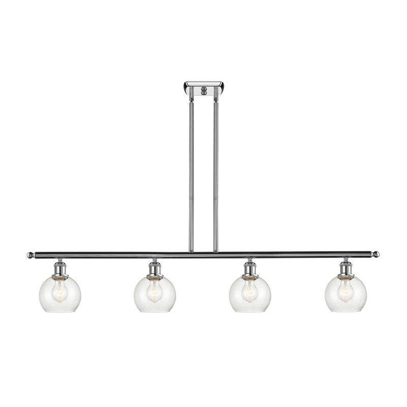 Hamida 4 - Light Kitchen Island Pendant, 9.38" H x 48" W x 6" D, LED, Polished Chrome