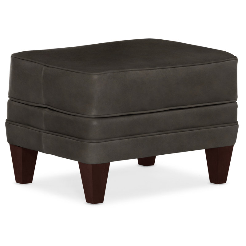 Willow Ottoman, Mahogany, Outsider Raven Genuine Leather