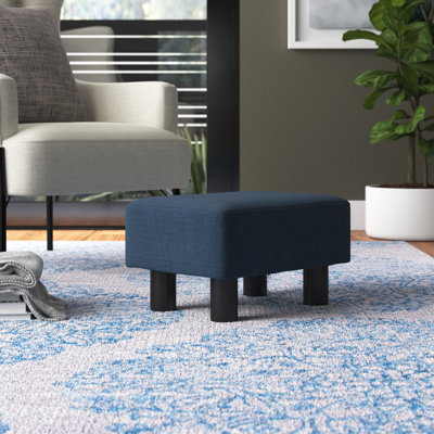 Ottoman Foot Rest Small Foot Stool with Linen Fabric Upholstery and Plastic Legs Cube Ottoman