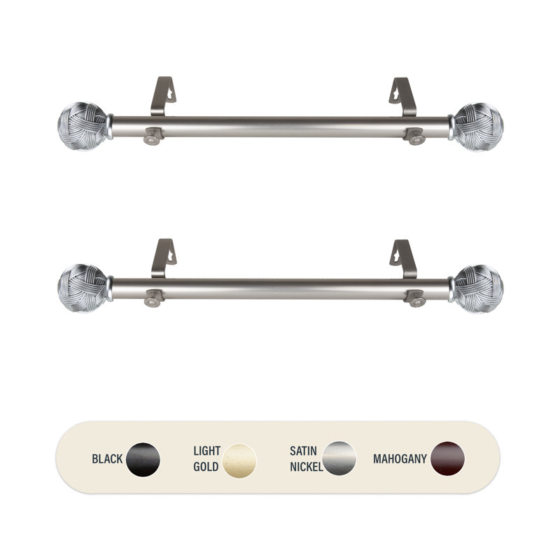 Tringle à rideaux simple à motif de ficelle, Nickel satiné