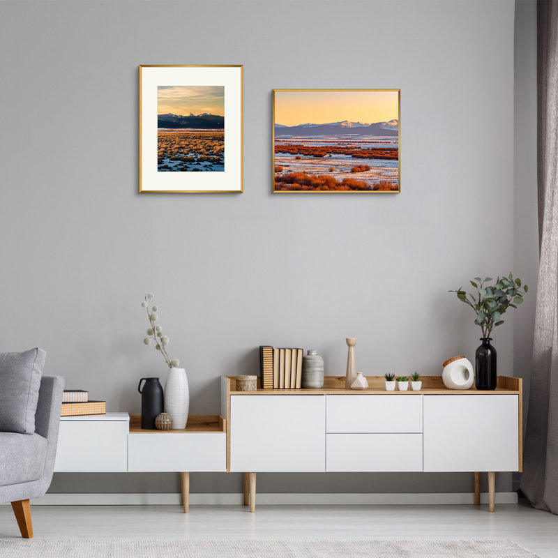 Cadre photo en métal avec passe-partout - Basics by Wayfair ™, Bronze, 16 po x 20 po emmêlé à 11 po x 14 po