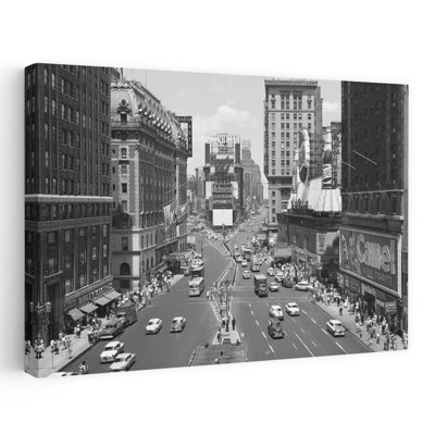 1950S Looking North At Times Square From The Times Building Manhattan Nyc Usa Classic Retro Vintage City Wall Art