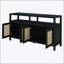 Armoire de rangement en rotin de style bohémien avec structure en bois massif, buffet avec tablettes réglables à 3 positions pour le salon et la salle à manger, conception à pousser sans poignée-2132511971