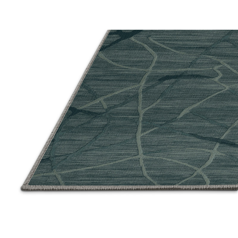Tapis abstrait gris lavable à la machine, Rectangle 5 pi x 8 pi