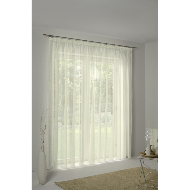 Polyester Standard Pinch Pleat Sheer Single Curtain Panel, Beige, 850cm Width x 245cm Drop