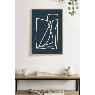«Abstract Lines in Blue» par Apricot + Birch, reproduction d'art sur toile encadrée