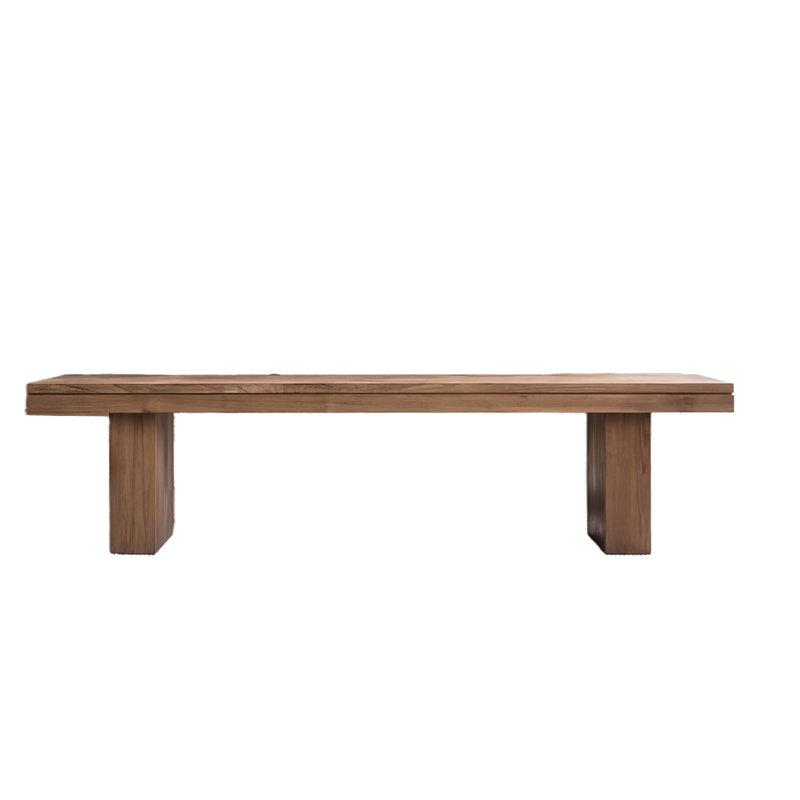 Banc long en bois de teck massif pour chambre à coucher, H 17,71 po x l 86,61 po x P 15,74 po