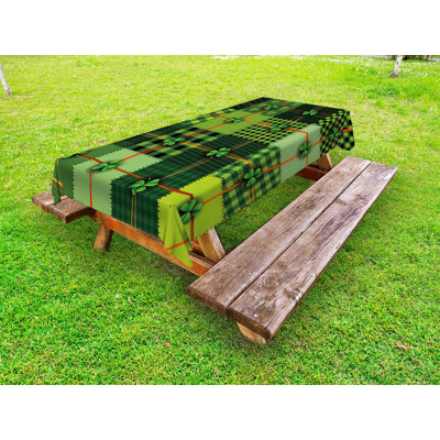 Outdoor tablecloth, patchwork Celtic Clovers, multicolored