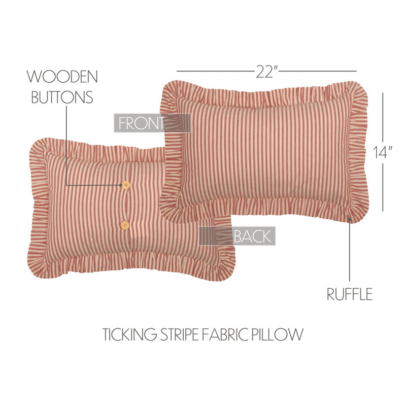 Oreiller rectangulaire en coton Vanora Faust, Rouge champêtre / brun foncé, Polyester/ Bourre en polyester