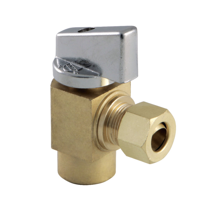 Kingston Brass Columbia 1/2-Inch Sweat x 3/8-Inch OD Comp Quarter-Turn Angle Stop Valve, Raw Brass