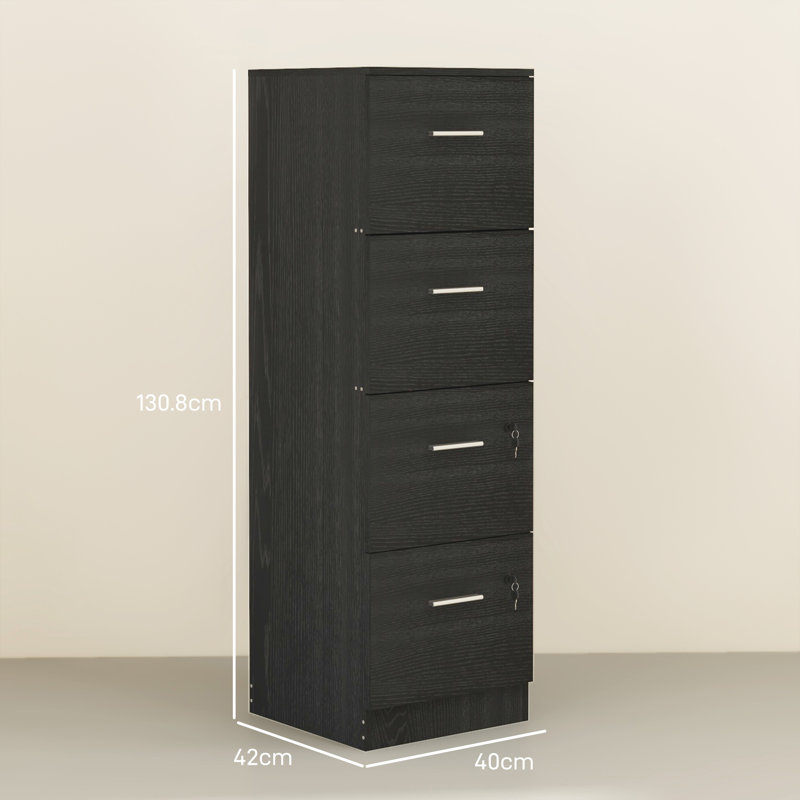 Seantae 4 Drawer Filing Cabinet, Black