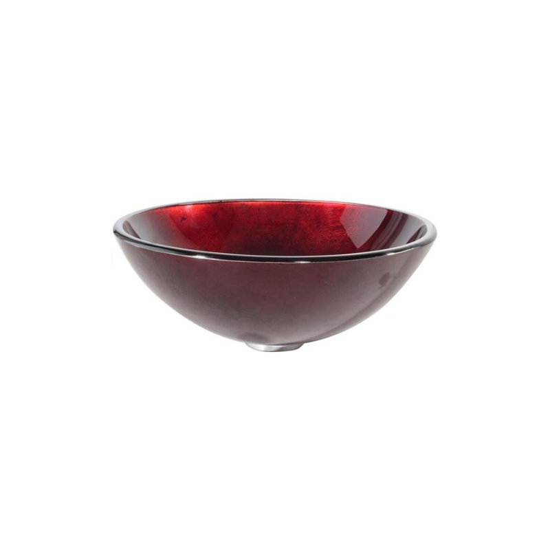 Kraus Galaxy Irruption Glass Vessel Sink with Pop-Up Drain and Mounting Ring, Red, Antique Brass