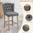 Upholstered Bar Stools with Nailhead Trim and Button Tufted Back (Set of 2)-1116660874
