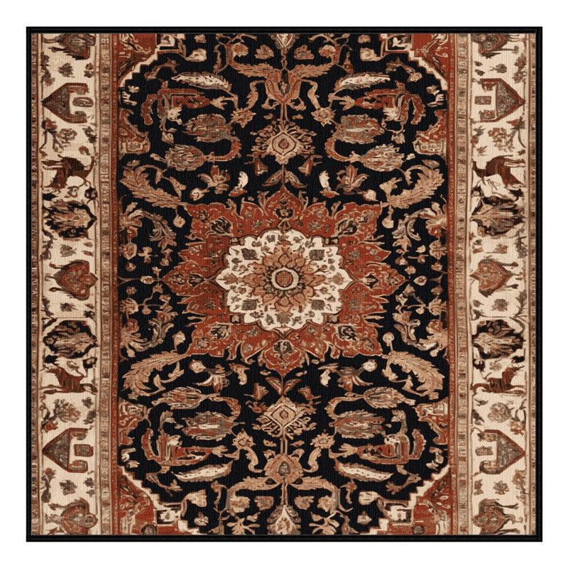 Machine Washable Persian Brown Area Rug, Square 3'