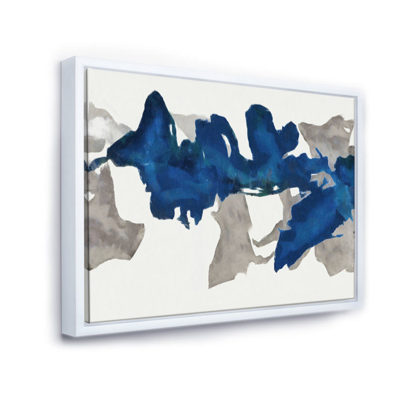 Tyrou gouache saphir sur gris VI - reproduction d'art sur toile, H 30 po x l 40 po x 1,5 po, Blanc