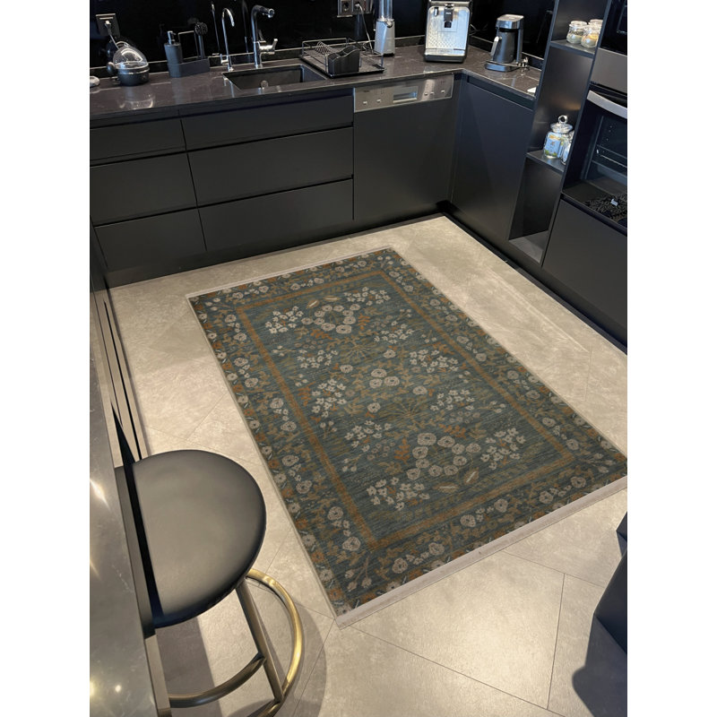 Tapis décoratif traditionnel à motif floral traditionnel, Rectangle 3 pi 4 po x 6 pi 7 po