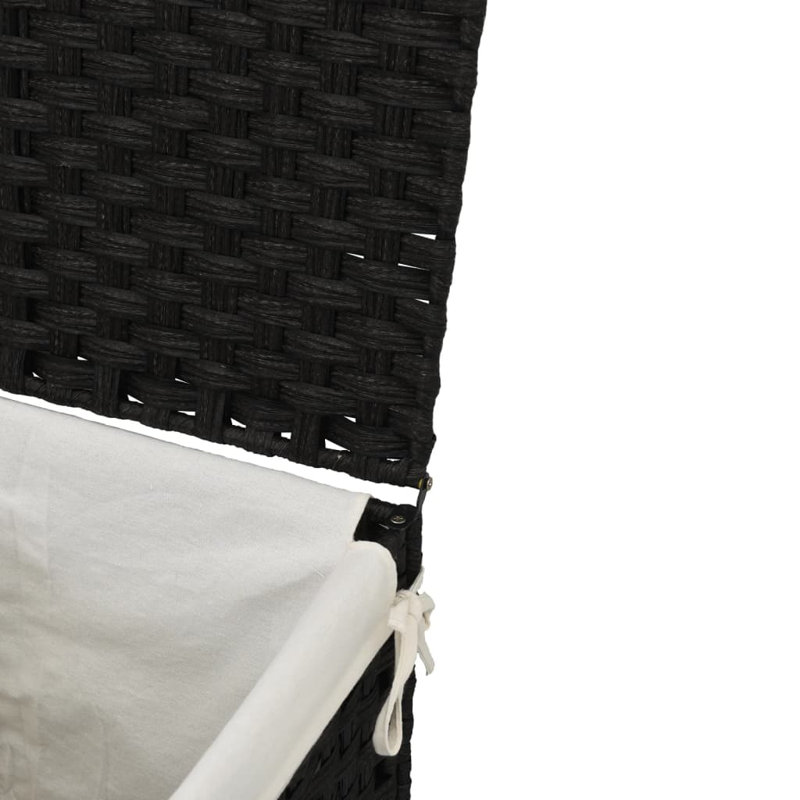  Panier à linge avec couvercle en rotin de polyester, Noir, H 23,6 po x l 18,1 po x P 13 po