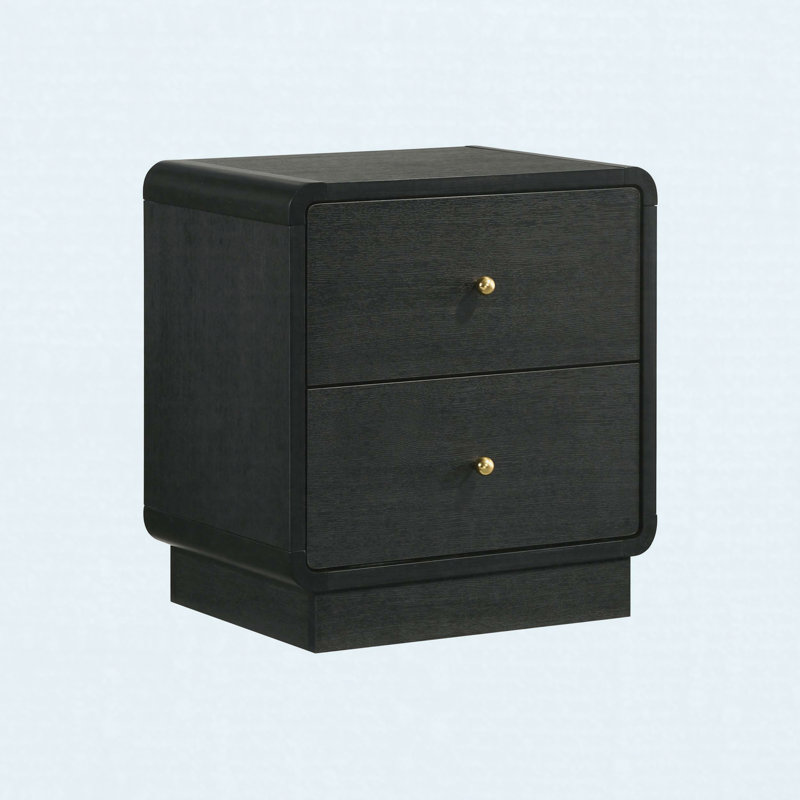 2-drawer Nightstand Bedside Table, Black