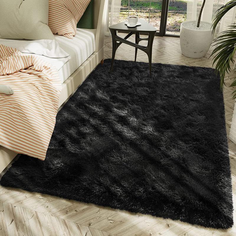 Phyllida Solid Colour Shag Area Rug, Rectangle 160cm x 230cm