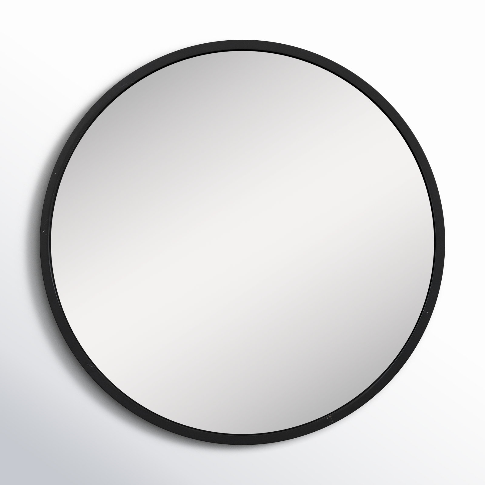 Arranjeet Modern Round Wall Mirror, Black, 31.5" x 31.5"