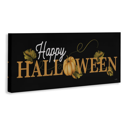 Happy Halloween on Black Canvas Wall Art by House Fenway