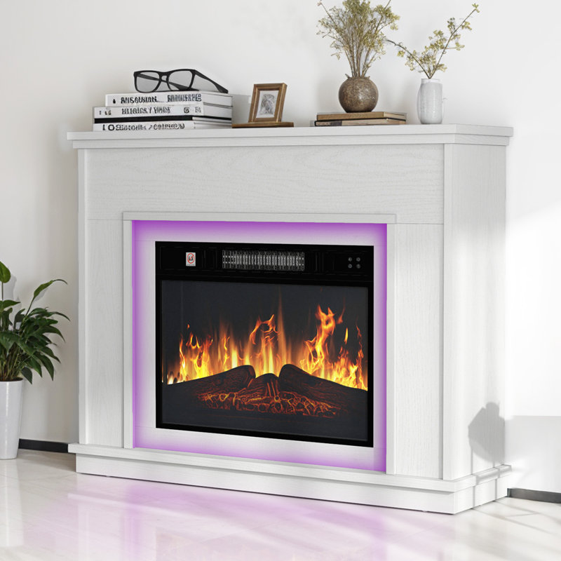 Balconera 100cm W White Electric Fireplace