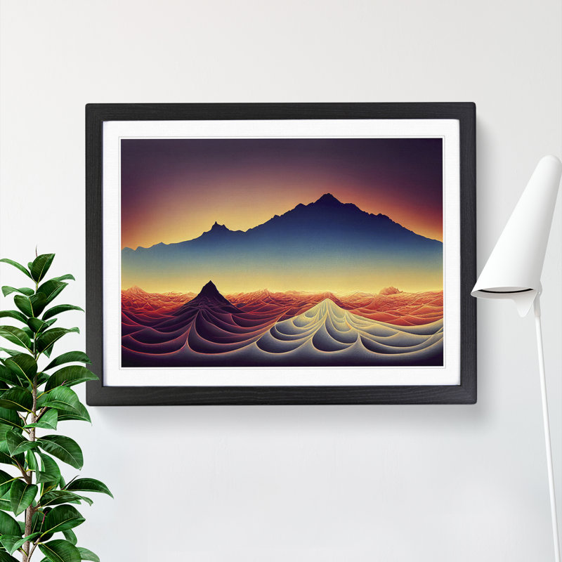 Exclusive Mountain Landscape - Single Picture Frame Painting, Black, 46cm H x 64cm W x 2cm D