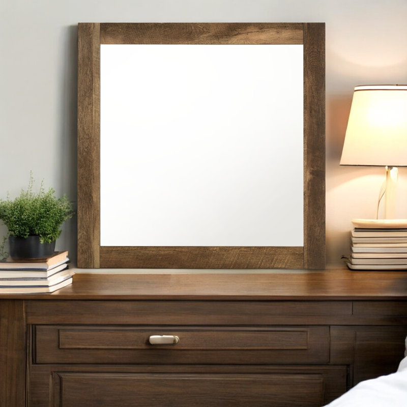 Miroir de commode carré en bois manufacturé Deniqua