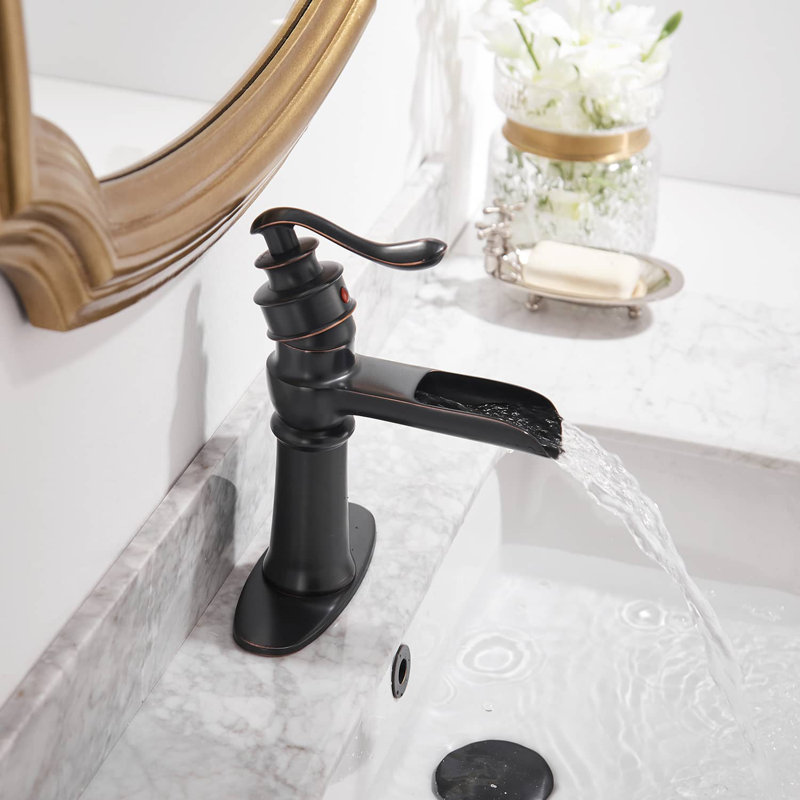 Robinet de salle de bain à un trou avec drain, Bronze huilé