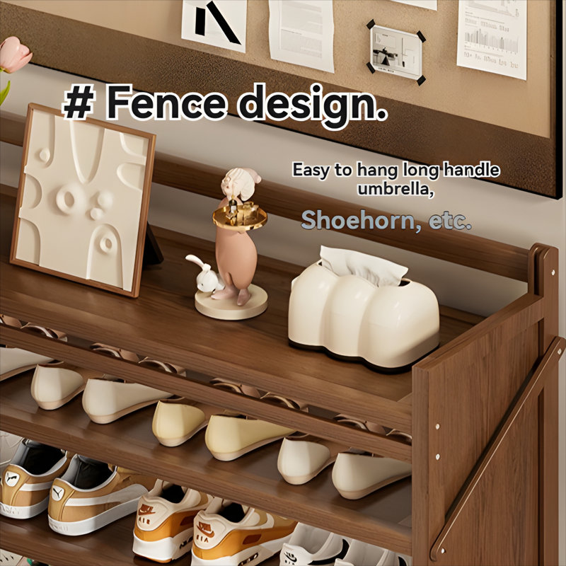 Foldable Shoe Rack - Multi-Tier Slim Bamboo Shoe Organizer For Small Spaces