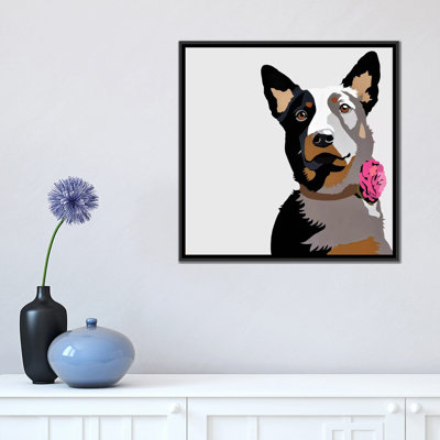 «Jasper With A Pink Flower» par Julie Ahmad, impression sur toile tendue