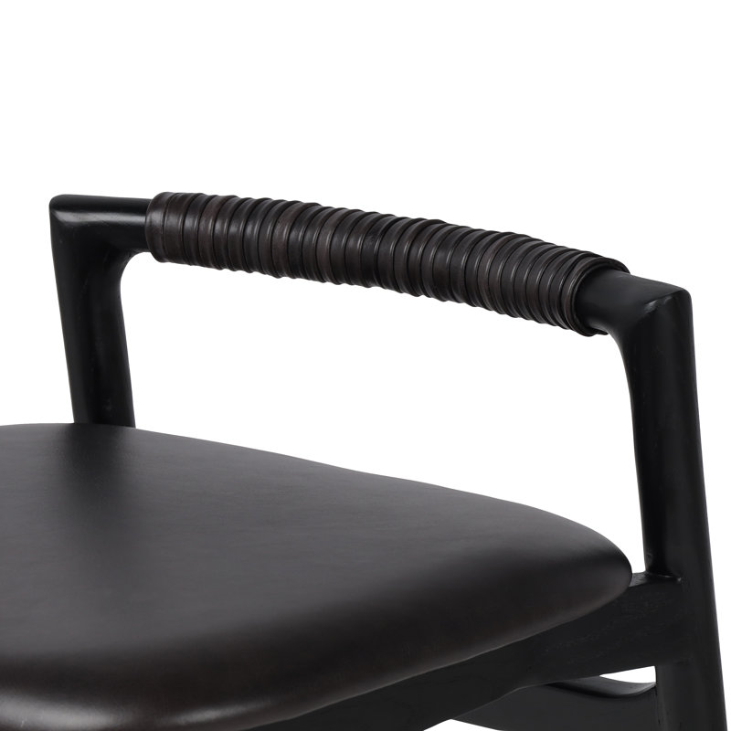 Baden Stool, Bar Stool (30" Seat Height), Sonoma Black/Genuine Leather, Brushed Ebony