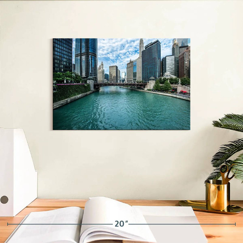 Vue sur la rivière Sirecc Chicago, H 8 po x l 12 po
