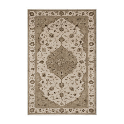 Machine Washable Tabriz Beige Area Rug