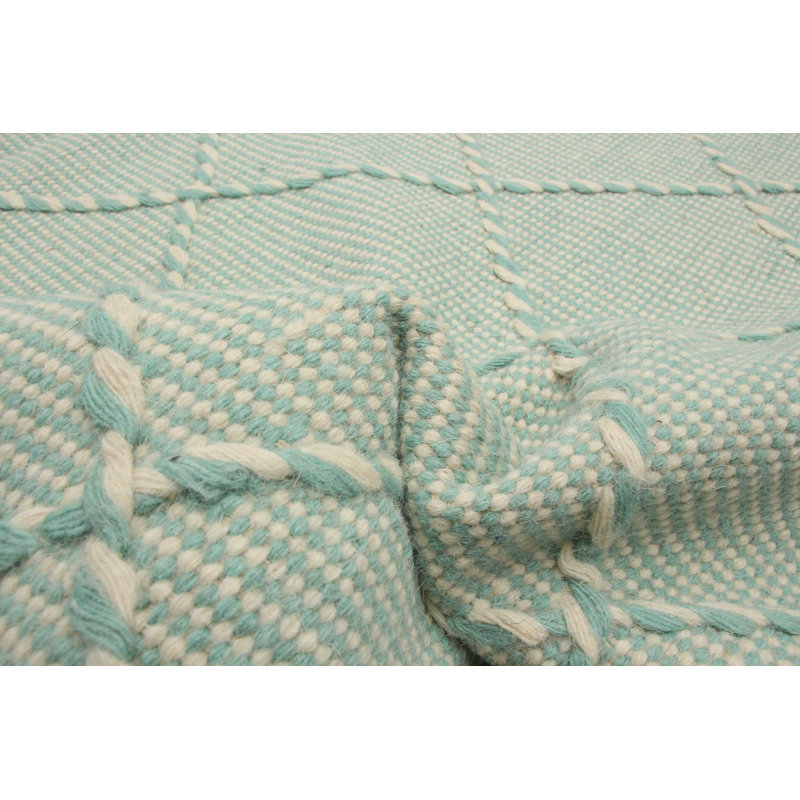 Tapis vert nouvel âge en laine 5 pi 5 po x 7 pi 6 po Haiely