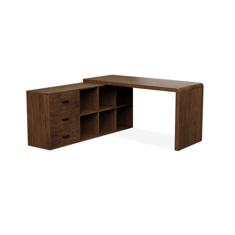 Bureaux en bois massif en L noyer clair, H 29,53 po x l 55,12 po x P 23,62 po