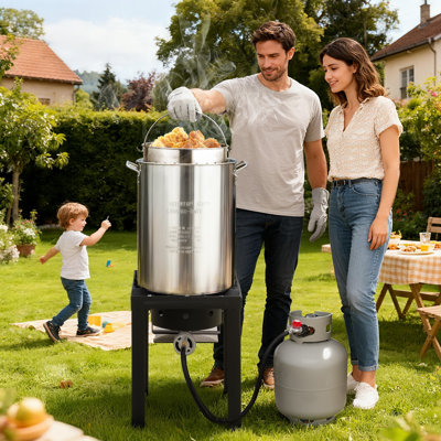 Ensemble de friteuse à dinde en aluminium 30 pte et friteuse à poisson 10 pte avec cuisinière au propane de 55 000 BTU