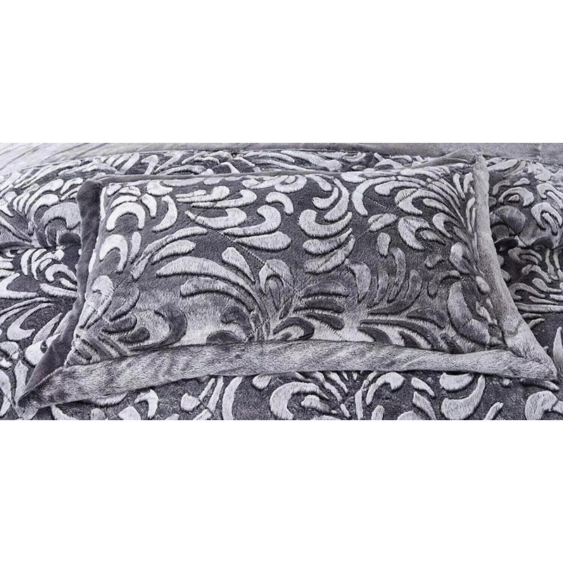Bedspread with Pillow Shams Included, Double Bedspread + 2 Standard Shams, Grey
