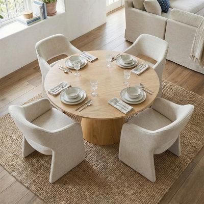 Ensemble de table de salle à manger pour 4 personnes avec table ronde et 4 chaises rembourrées